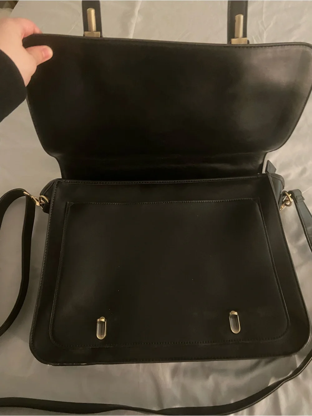 Ecosusi Black Laser-Cut Satchel Crossbody Messenger Bag Purse